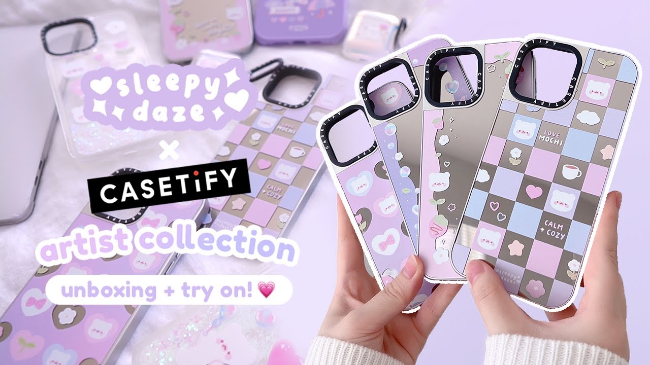 sleepydaze x CASETiFY artist collection ☔️☁️💗 | cute phone case accessories unboxing & try-on ⭐️