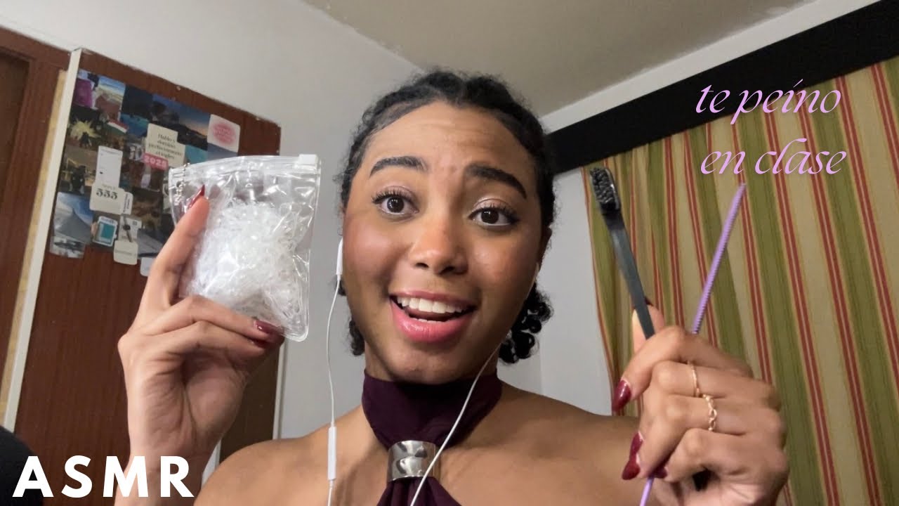 ASMR eres la nueva y te hago trencitas en el salón 👩🏾‍🦱➰💁‍♀️