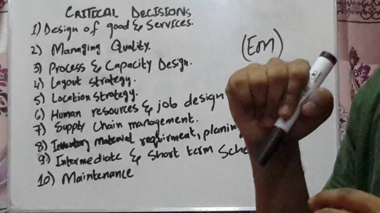 Critical decisions (ENTERPRISE MANAGEMENT)