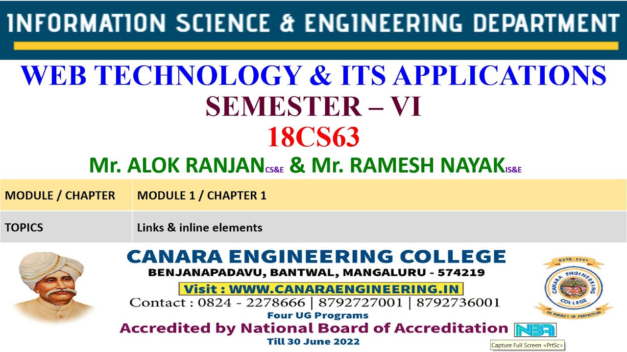 VTU WEB18CS63 WEB TECHNOLOGY AND ITS APPLICATIONS M1 L4 Introduction to HTML