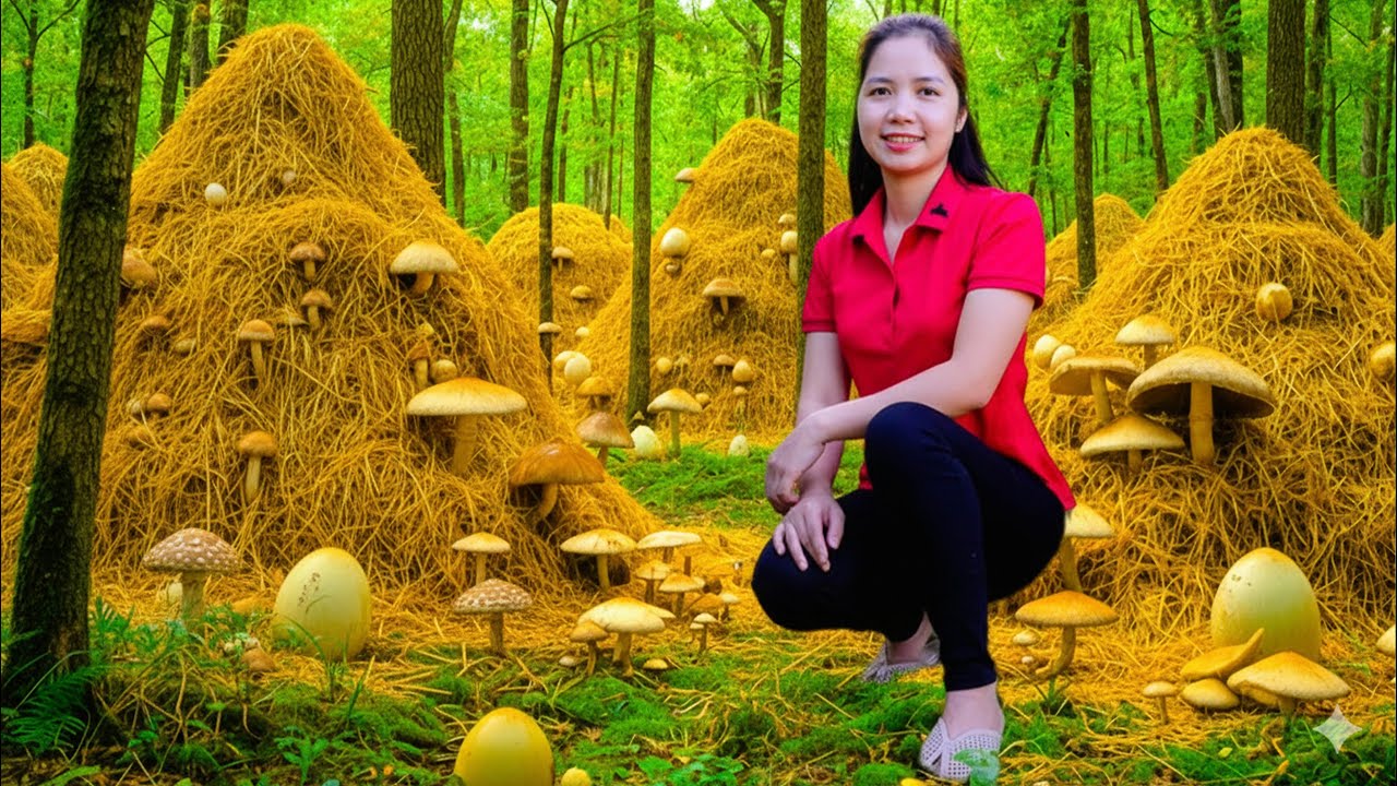 Harvesting Mutant Straw Mushrooms & Go to Market Sell, But Our Lonely Life Is the Real Shock!