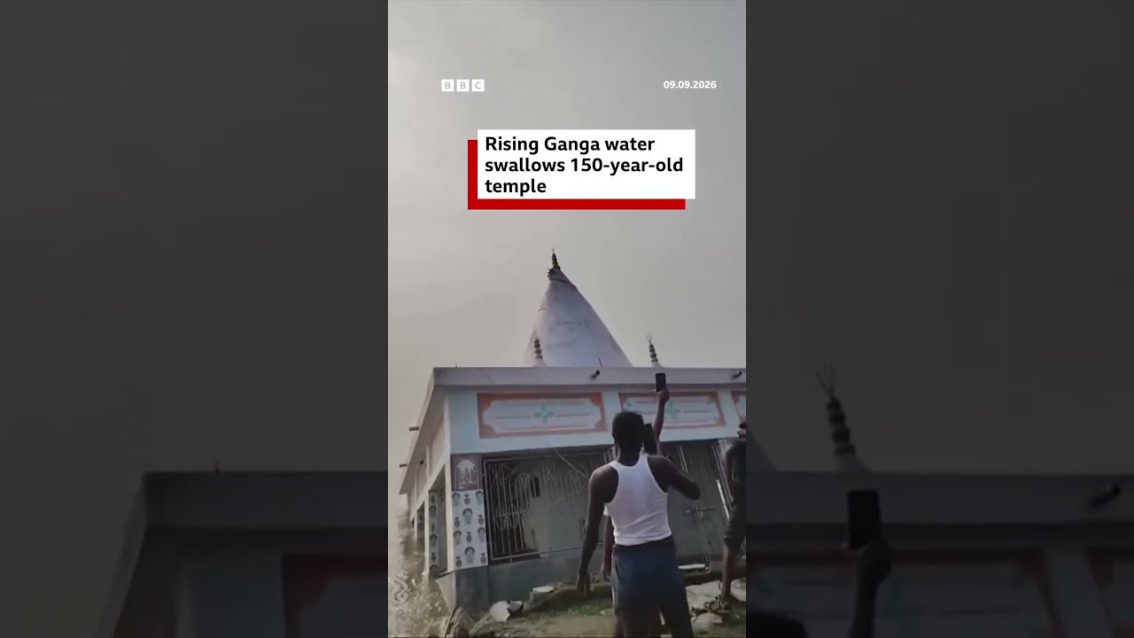 Rising Ganga water swallows 150-year-old temple | BBC News India