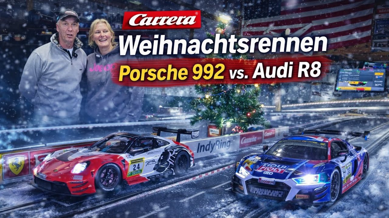 Carrera Digital 124 Weihnachtsrennen – Porsche 992 gegen Audi R8 über 50 Runden am IndyRing