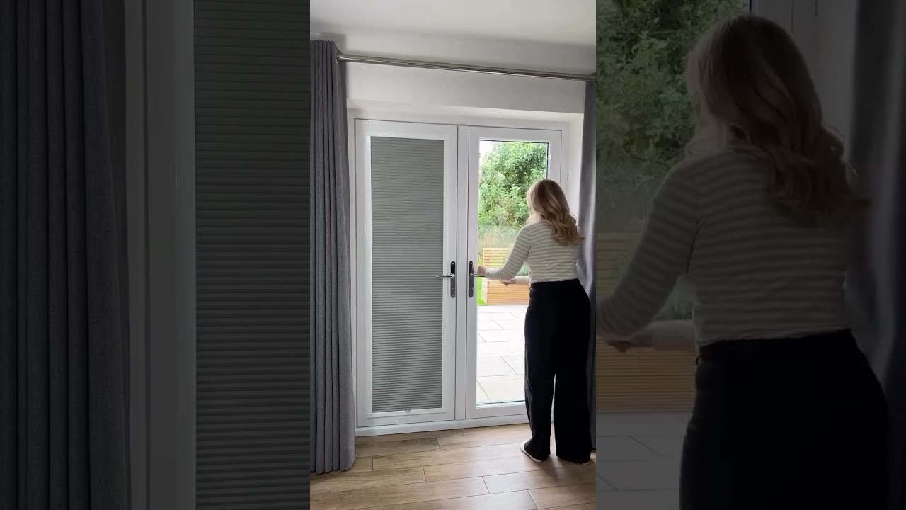 Honeycomb blinds on French doors! 🍯