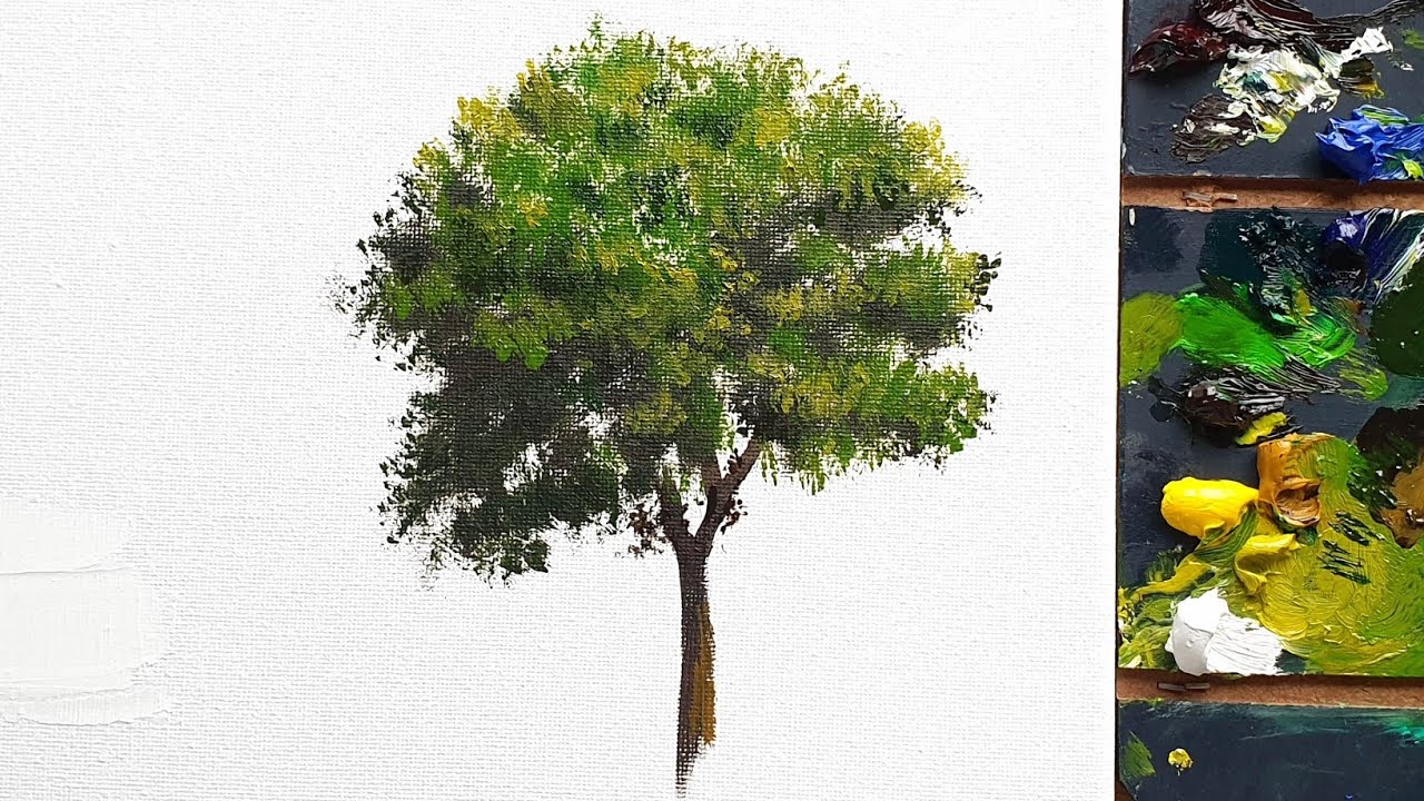 유화 나무그리기, 유화 개체묘사, Painting Trees With A Fan Brush - Step By Step Oil Painting