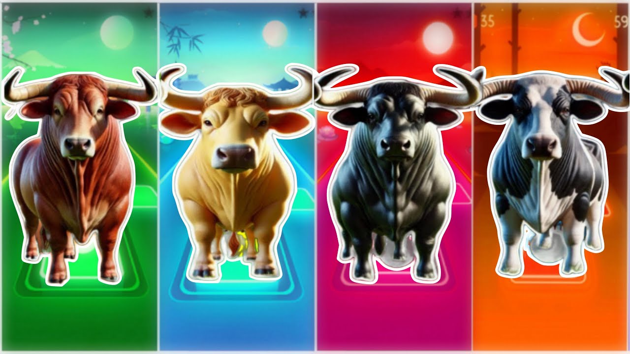 Funny Cow 🐄🆚 Funny Bull 🐂🆚 Funny Buffala 🐂🆚 Funny Bison 🦬|Coffin Dance Remix | Tiles Hop 2025