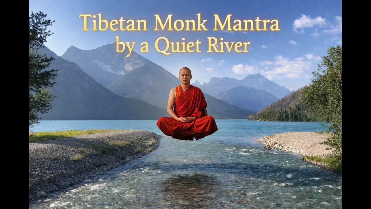Tibetan Monk Mantra by a Quiet River