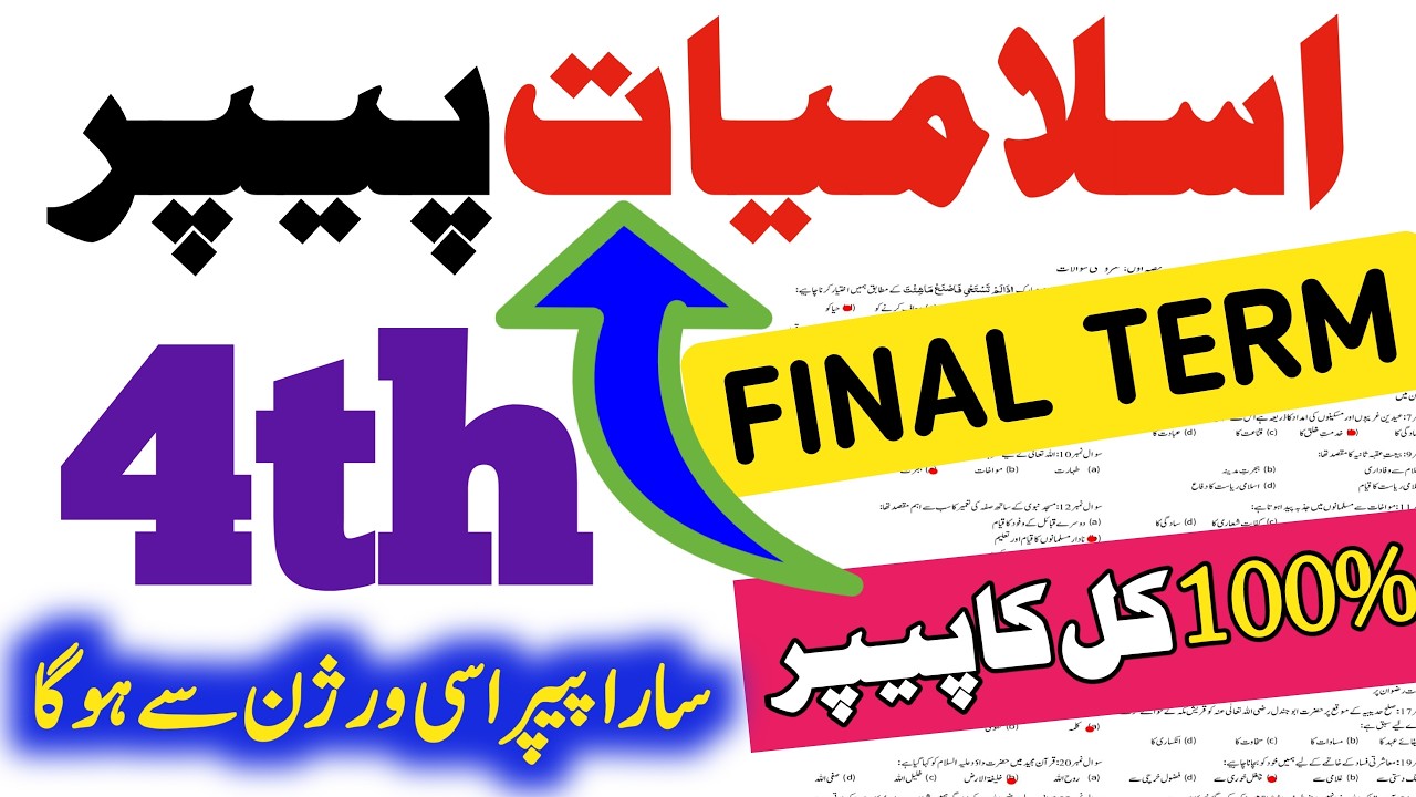 Class 4 Islamiat Paper School Based Assessment 2025|SBA 3rd Final term 4th Class islamiyat ka paper