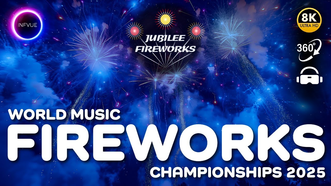 FIREWORKS DISPLAY BONFIRE NIGHT with MUSIC 2025 - 8K / VR / 360&deg; - Jubilee Fireworks
