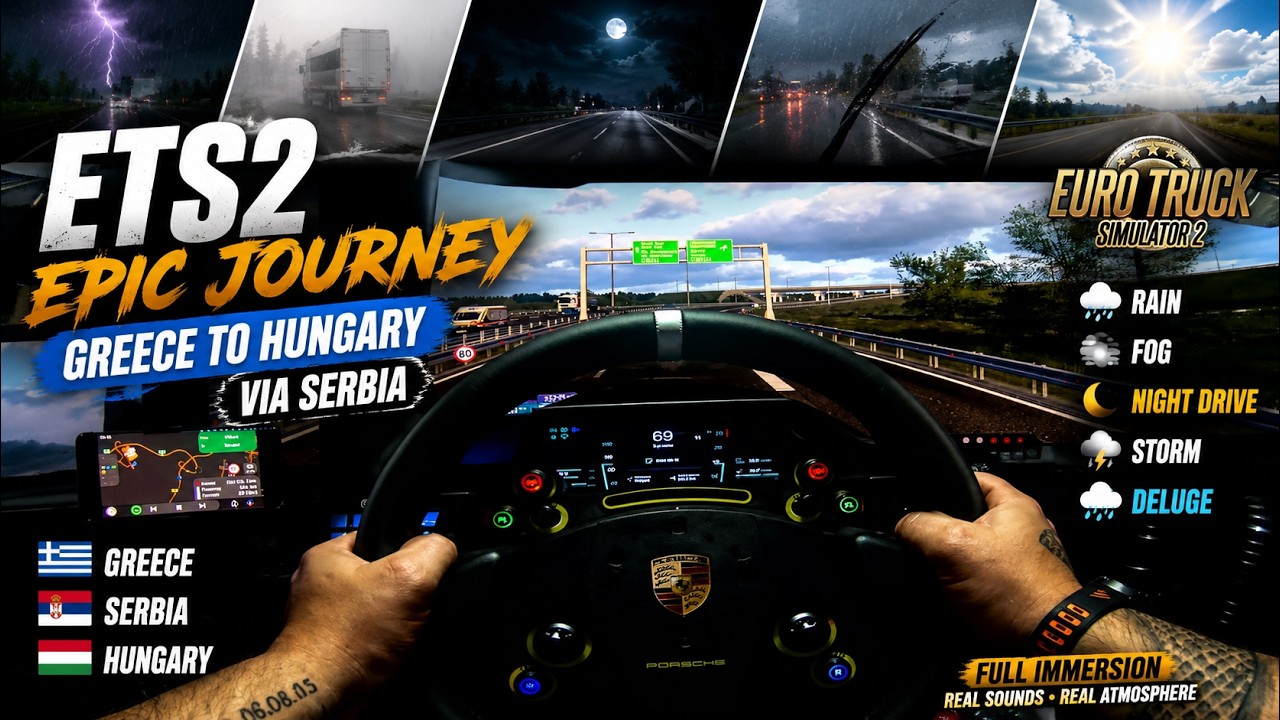 ETS2 Extreme Weather Drive | Greece to Hungary via Serbia | Full Immersive Journey
