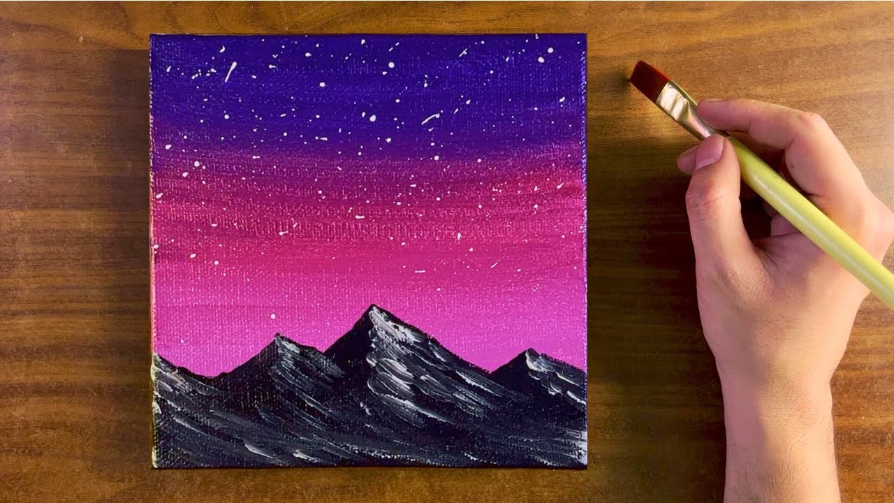 Simple Night Sky Painting - Easy Acrylic Painting #23 | Acrylic Painting
