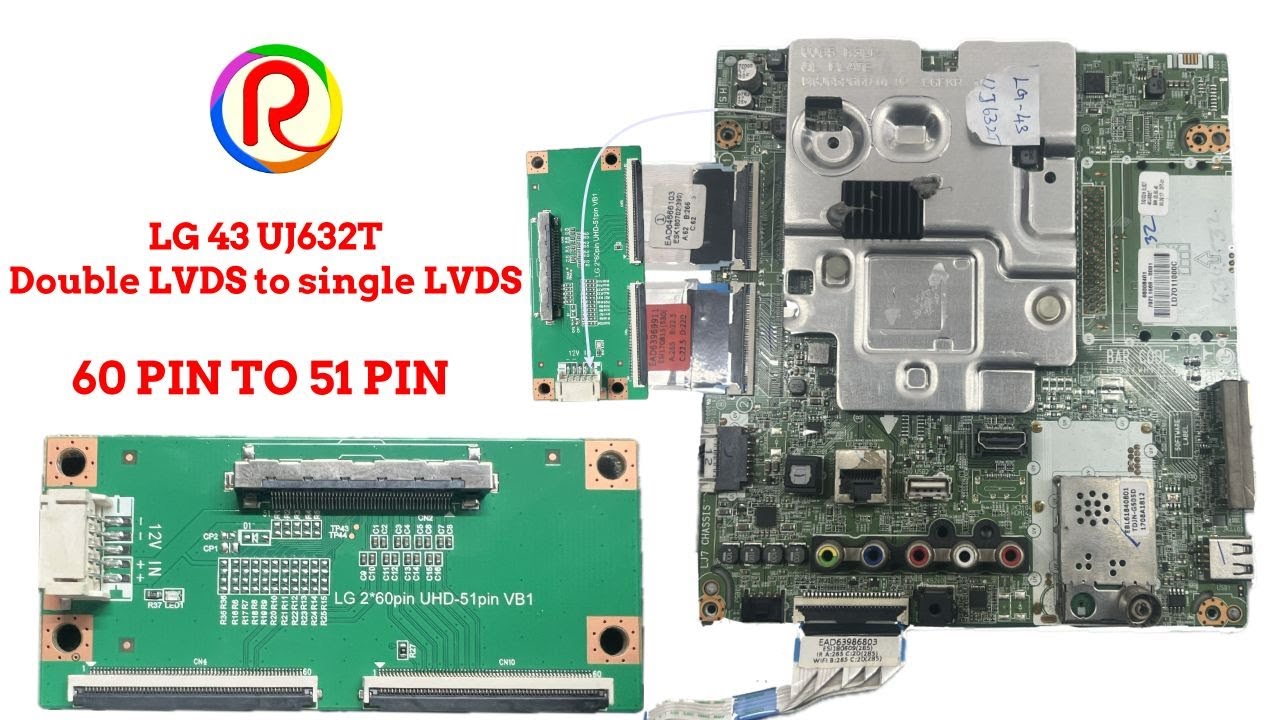 LG 43 UJ632T Double LVDS to single LVDS 60 PIN TO 51 PIN #display #hd #panel #tv