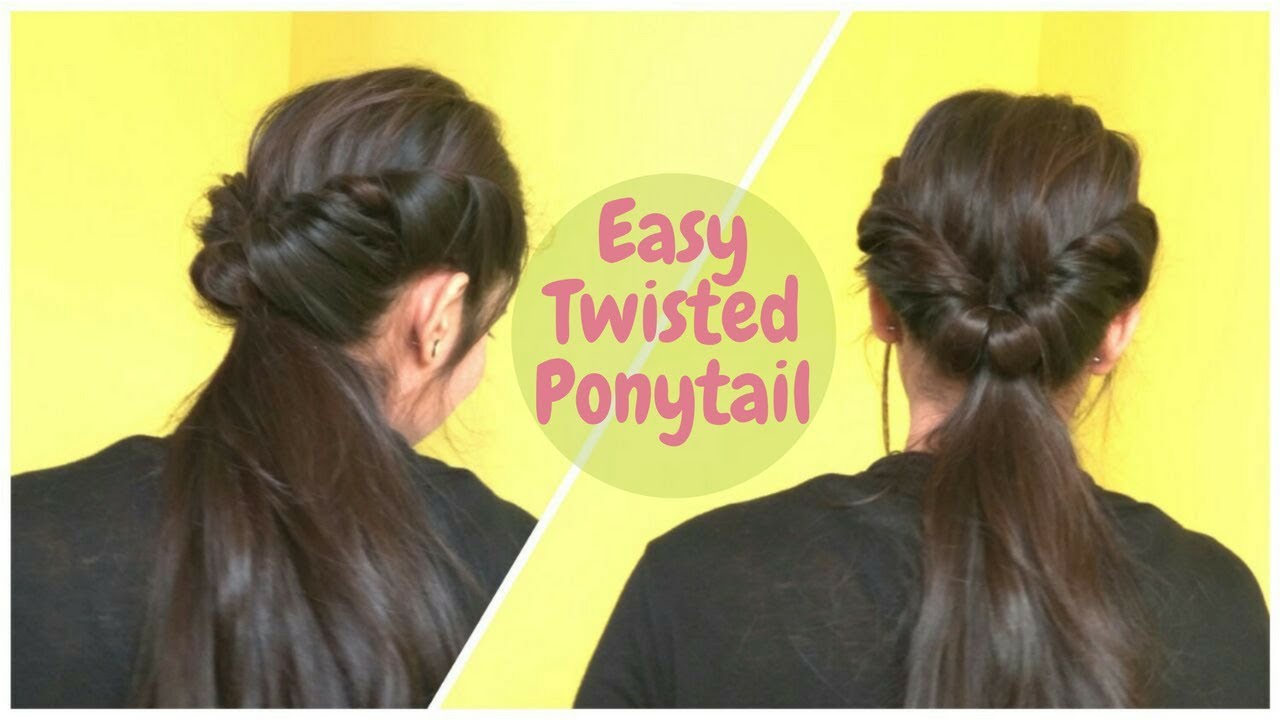 2 Min Easy Twisted Ponytail Hairstyle For Medium Hair | DIY Ponytails For School, College & Work