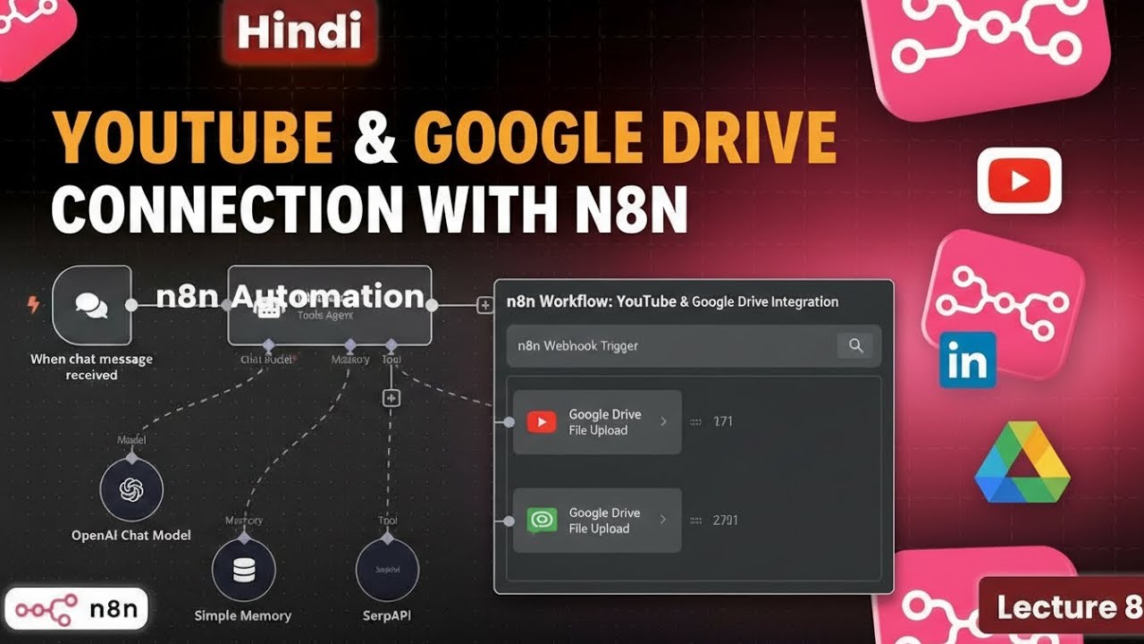 Lec 8 | How to connect Google Drive and Youtube to N8N