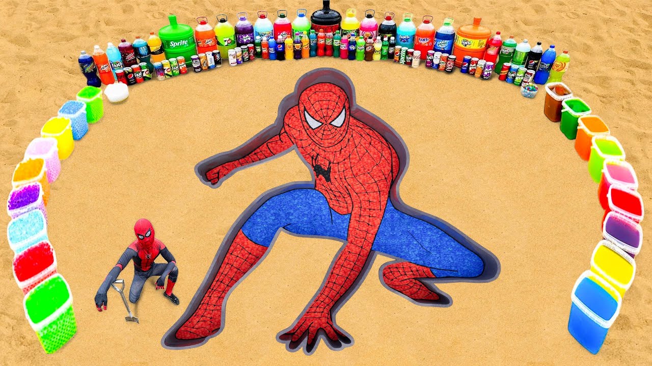 Big Toothpaste Eruption from Spiderman Pit, Soda Balloons, Pepsi and Mtn Dew, Coca cola vs Mentos
