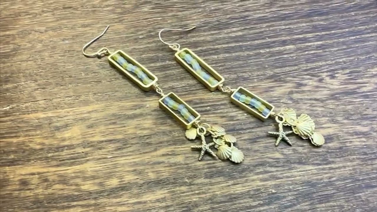 How to Make a Sea Themed Seed Bead and Bead Frame Earring by Deb Floros