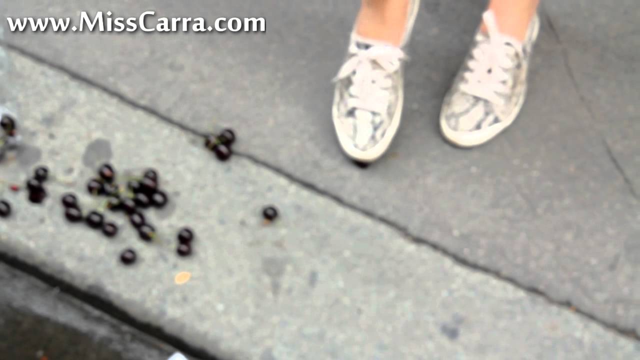 Miss Carra crushing Cherrys with sneakers (Fruit Crush Preview)
