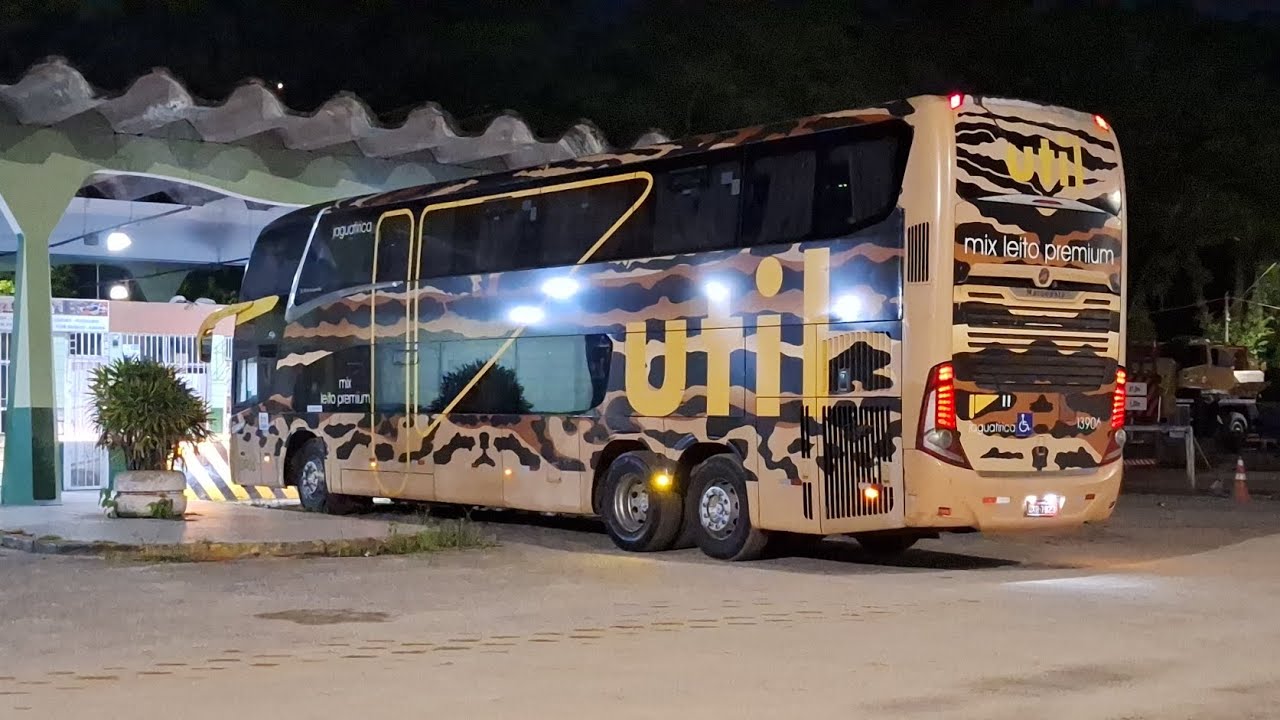 Lindo Ônibus Marcopolo Paradiso G7 da Util (Tema, Jaguatirica), na rodoviária de Cubatão sp.