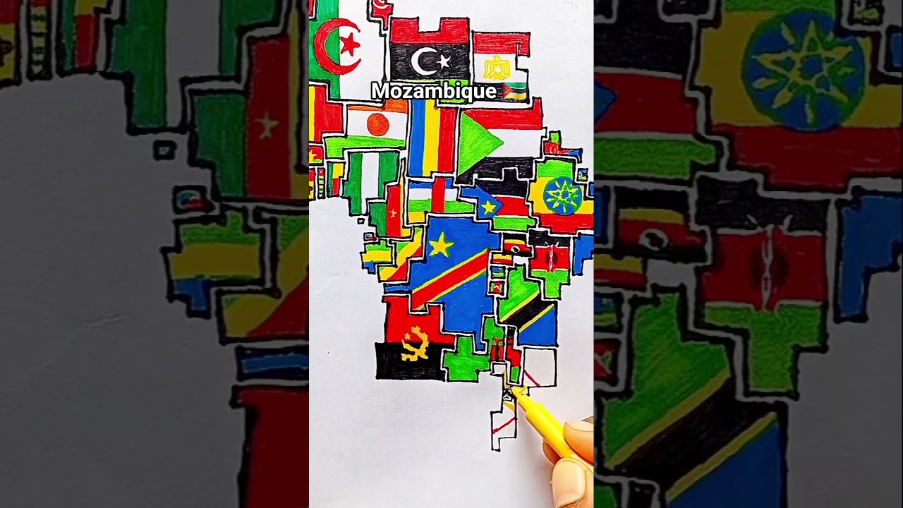 Draw Flag Map of Mozambique 🇲🇿 #mozambique #flag