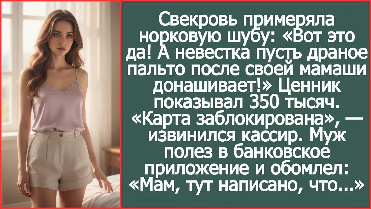 Свекровь примеряла норковую шубу «Вот это да, сынок! А невестка пусть драное пальто донашивает!»
