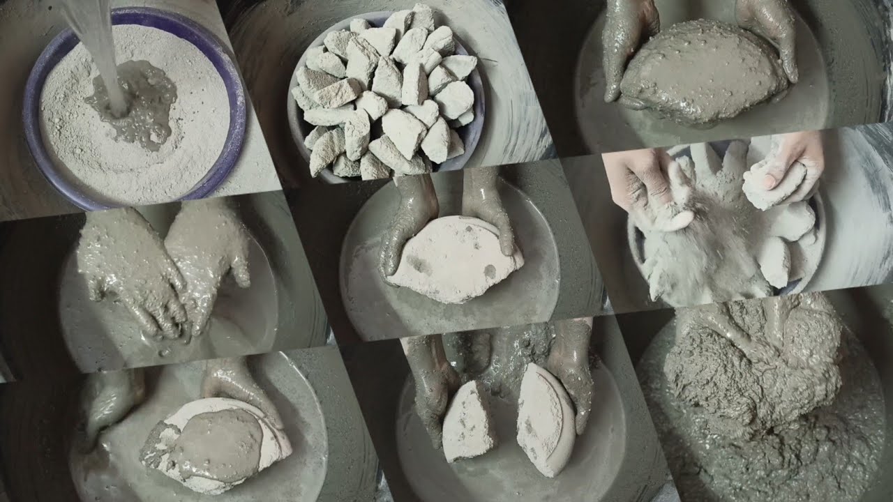 Crispy Crunchy Gritty Sand Cement Dry+💦 Crumbling & Paste Mixing/Playing ASMR #1070