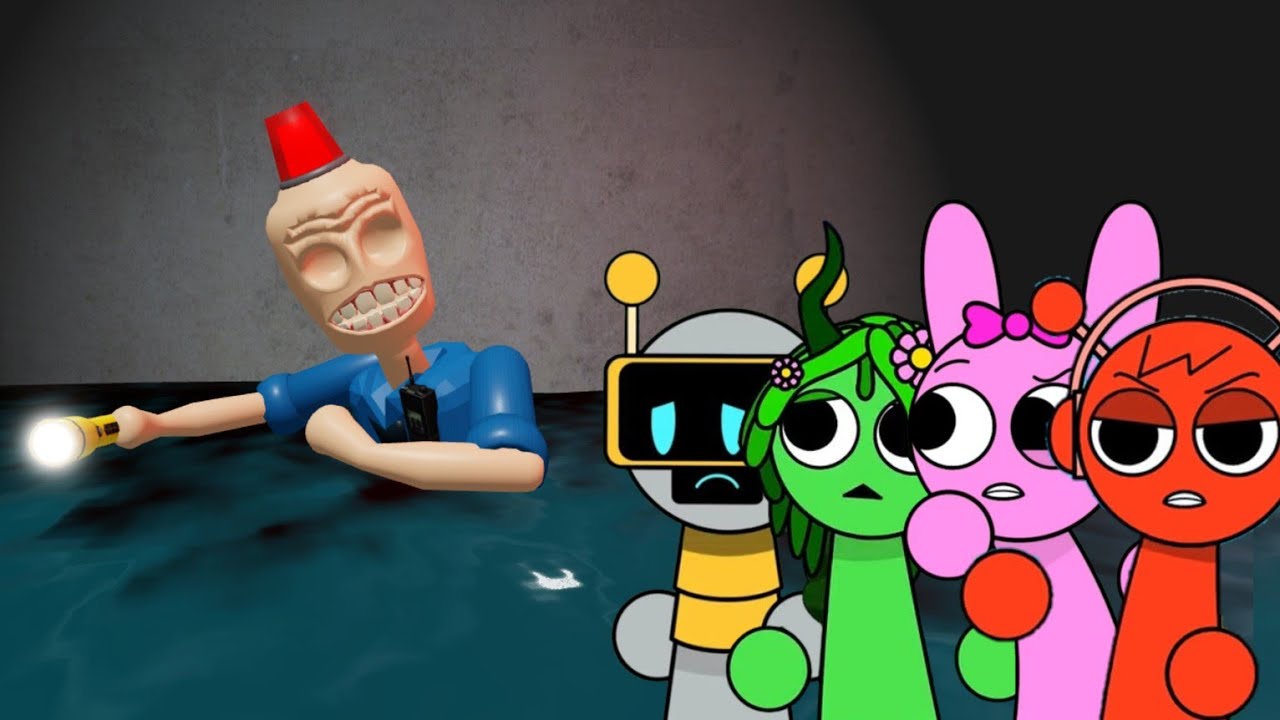 Sprunki Fun Bot & Pinki & Oren & Vineria Played Underwater Siren Cops Prison Obby in ROBLOX 