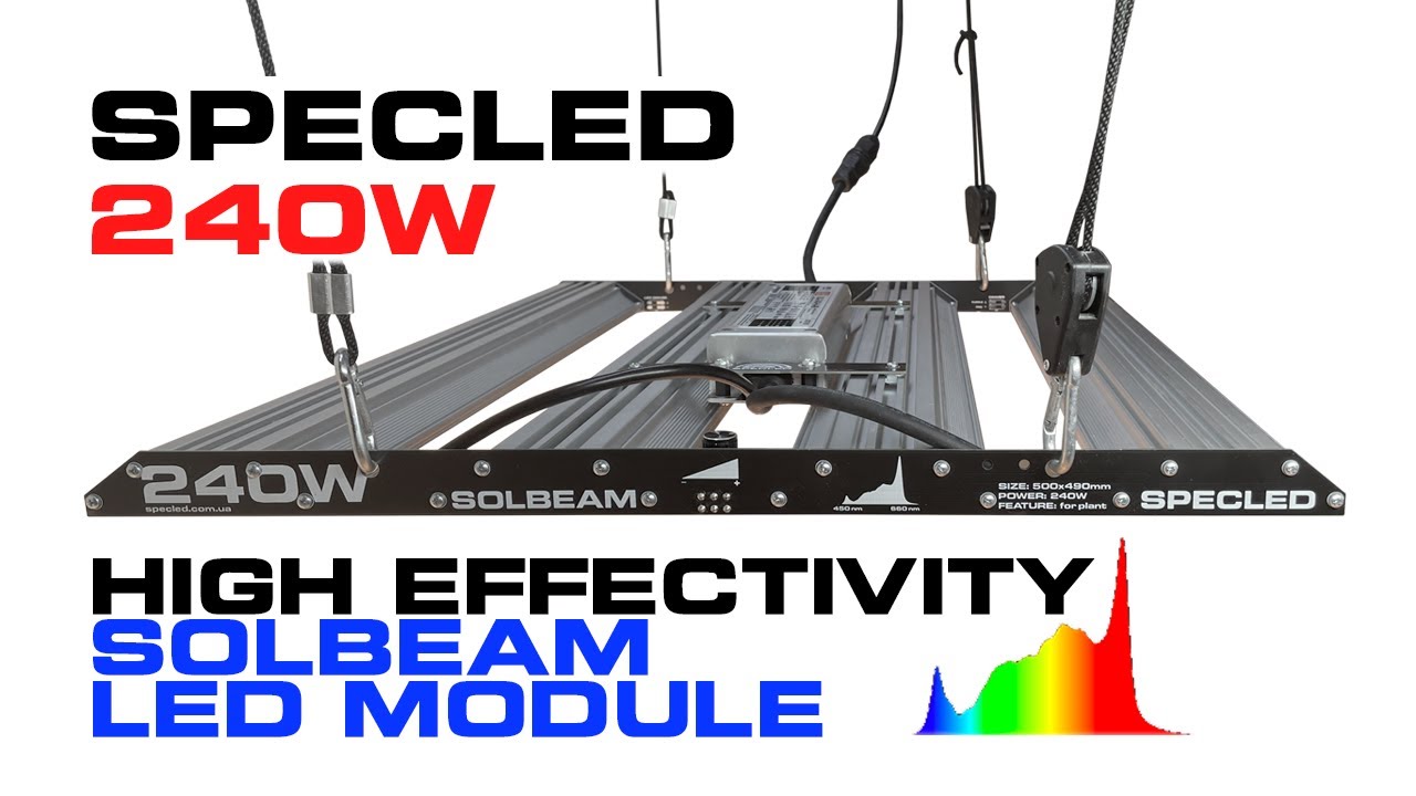 Мощная LED фитолампа SOLBEAM 240W для гроубоксов с увеличенным пиком 660нм