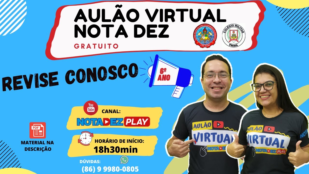 AULÃO NOTA DEZ - PRÉ-MILITAR 6º ANO