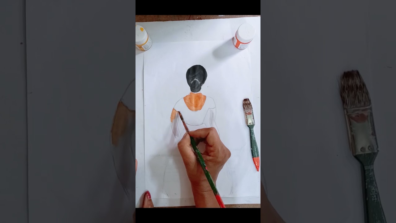 Girl Painting with Bubble Wrap🙎&zwj;♀️। Acrylicpainting 🥀। #creative #youtubeshorts #viral #shorts 😊🙂