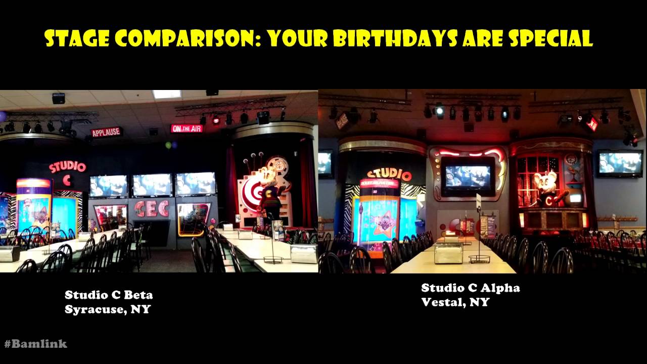 Your Birthdays Are Special Chuck E. Cheese's Stage Comparison Studio C Alpha VS Beta