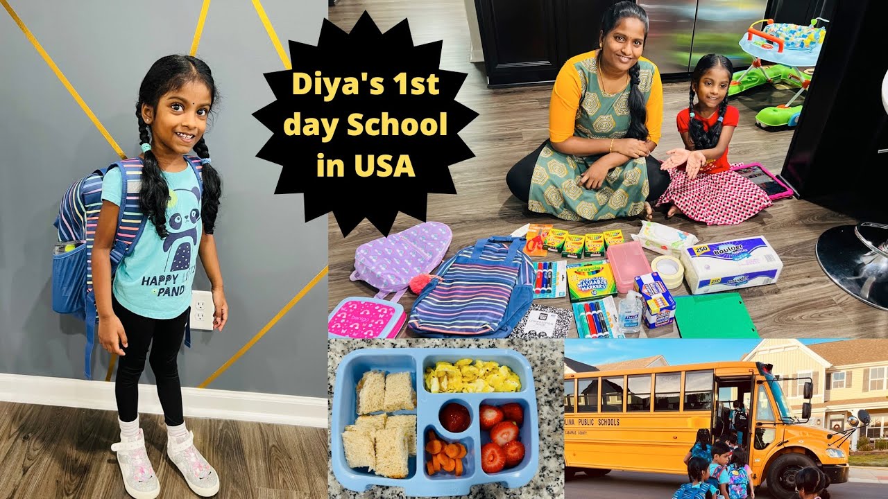 Schools in America | Diya's 1st Day Shcool in USA | School Lunch Box menu for kids