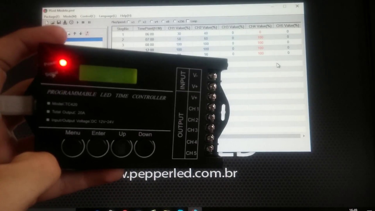 Programando a TC 420 para luminárias Pepperled