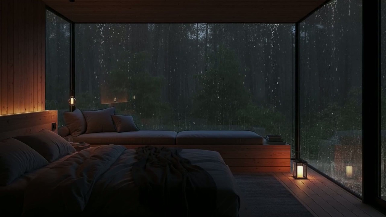 Deep Sleep with Heavy Rain on Window | Relaxing Night Ambience