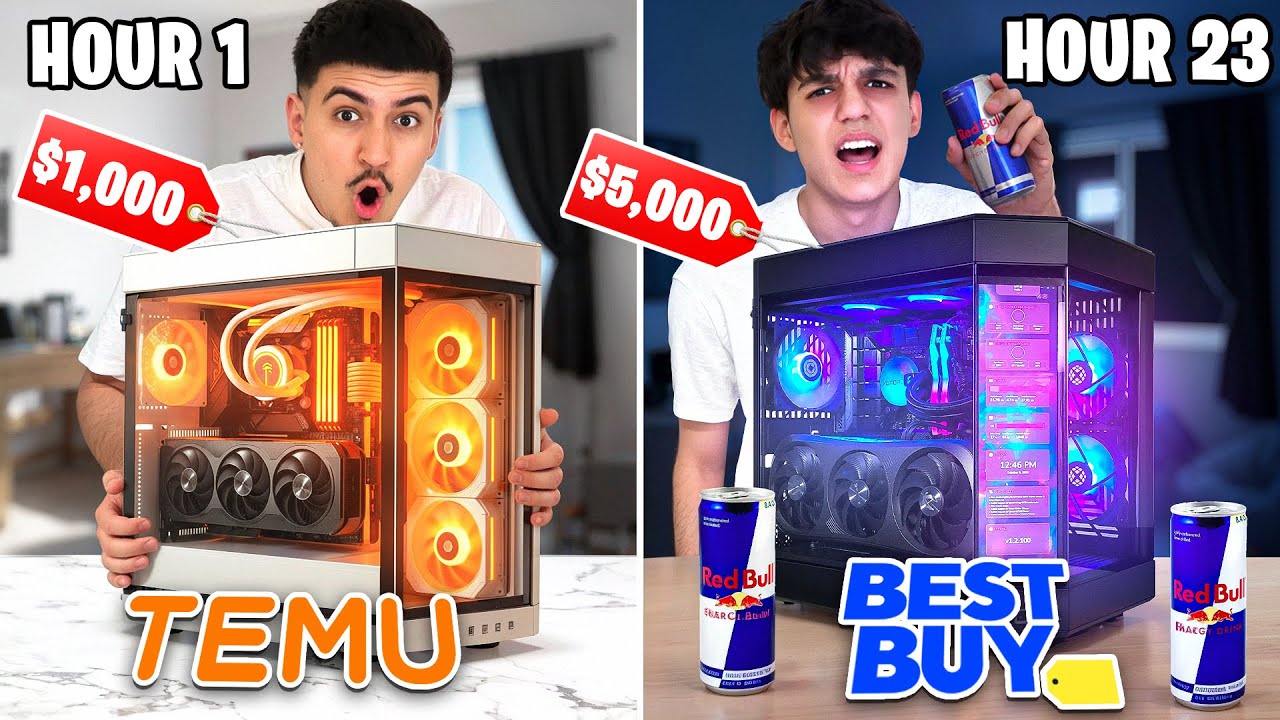 Buying Gaming PCs for 24 Hours Without Sleeping! (TEMU vs BEST BUY)