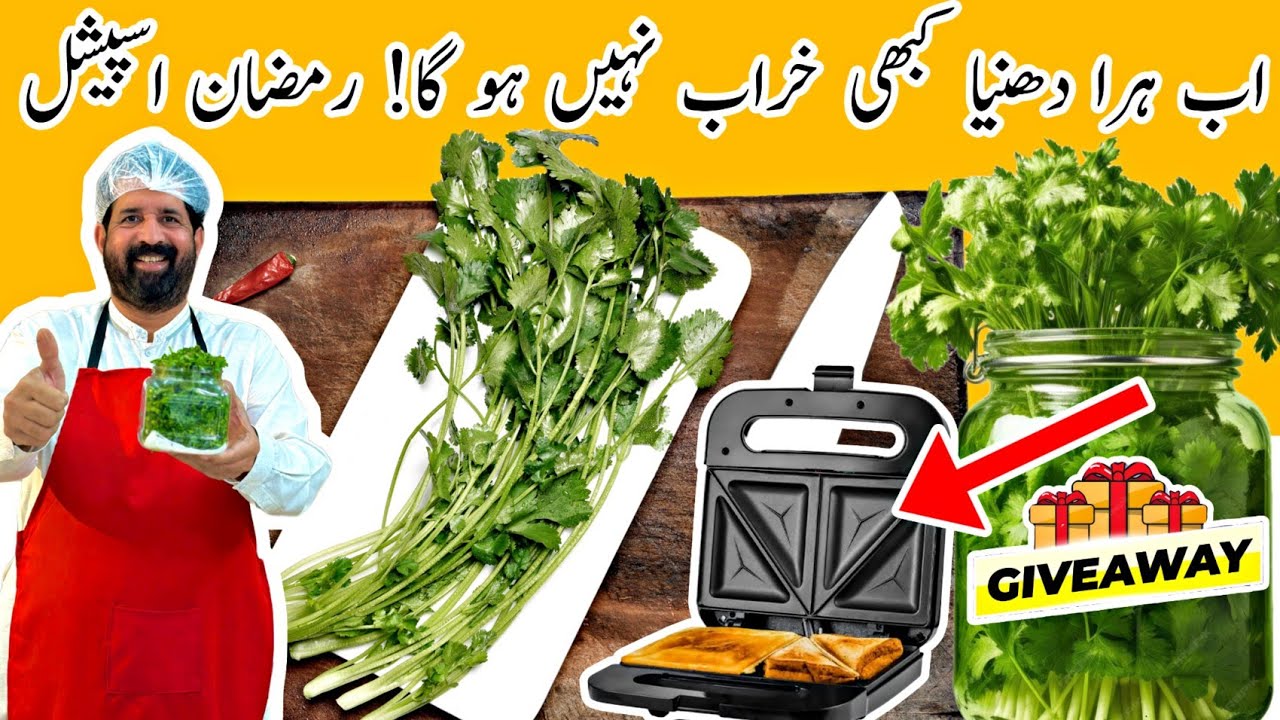 How To Store Coriander Leaves - رمضان کیلئے دھینا محفوظ کرنے کا طریقہ - Easy Tips - BaBa Food RRC