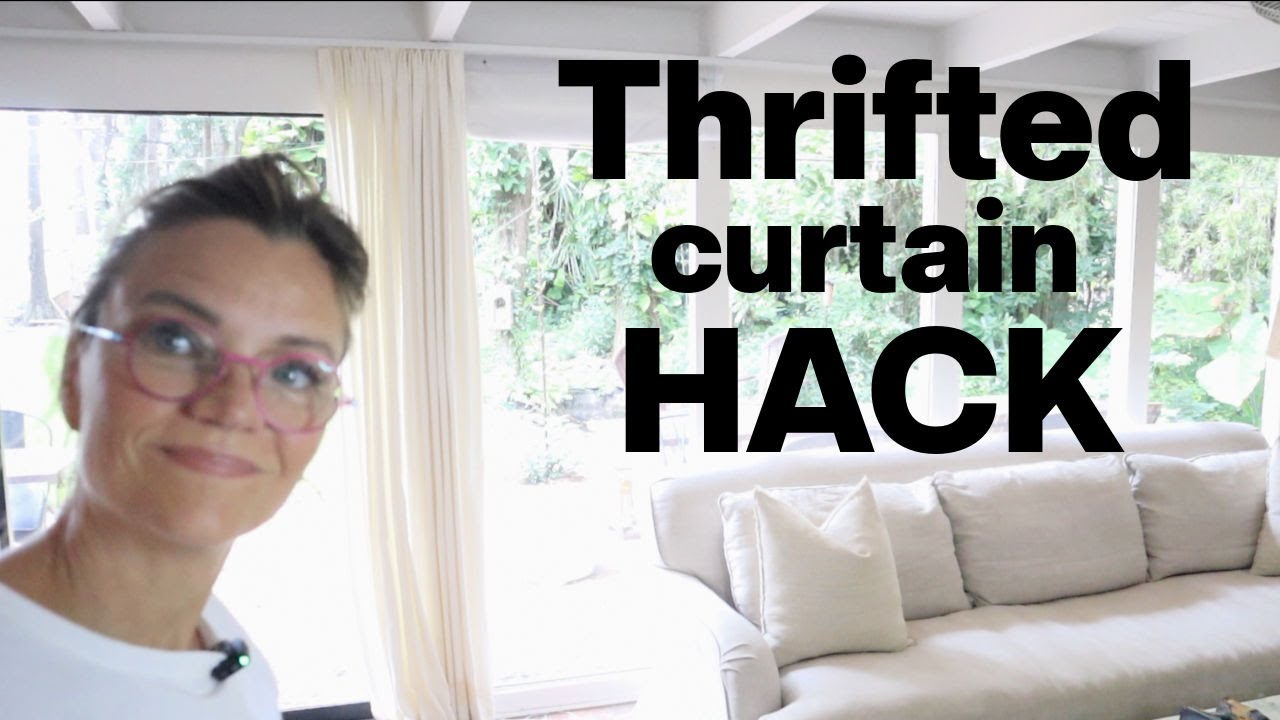 EASY DIY roller shade, using a thrift store curtain panel.