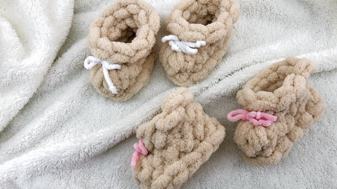 0 3 Aylık Bebek Patiği Yapımı - Çok sade anlattım - Baby Shoes Crochet