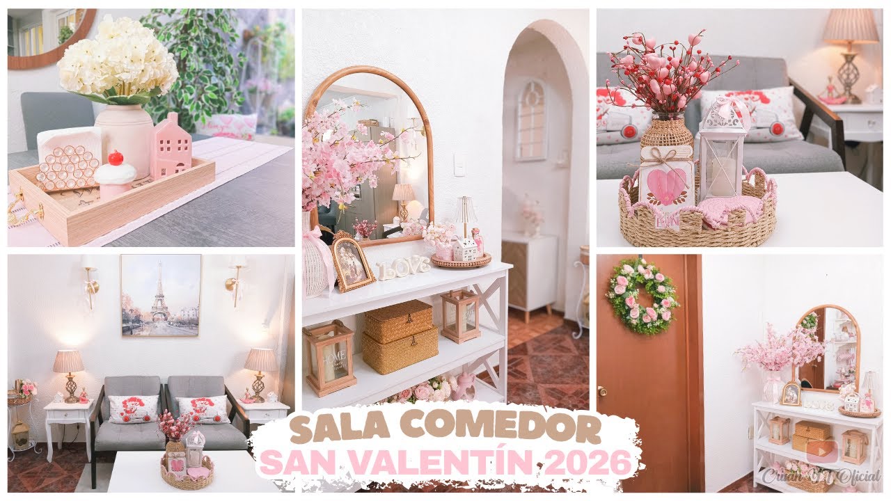 Decoración Sala Comedor San Valentín 2026 🌹💗 Ideas Románticas en Tonos Rosas y Rojos