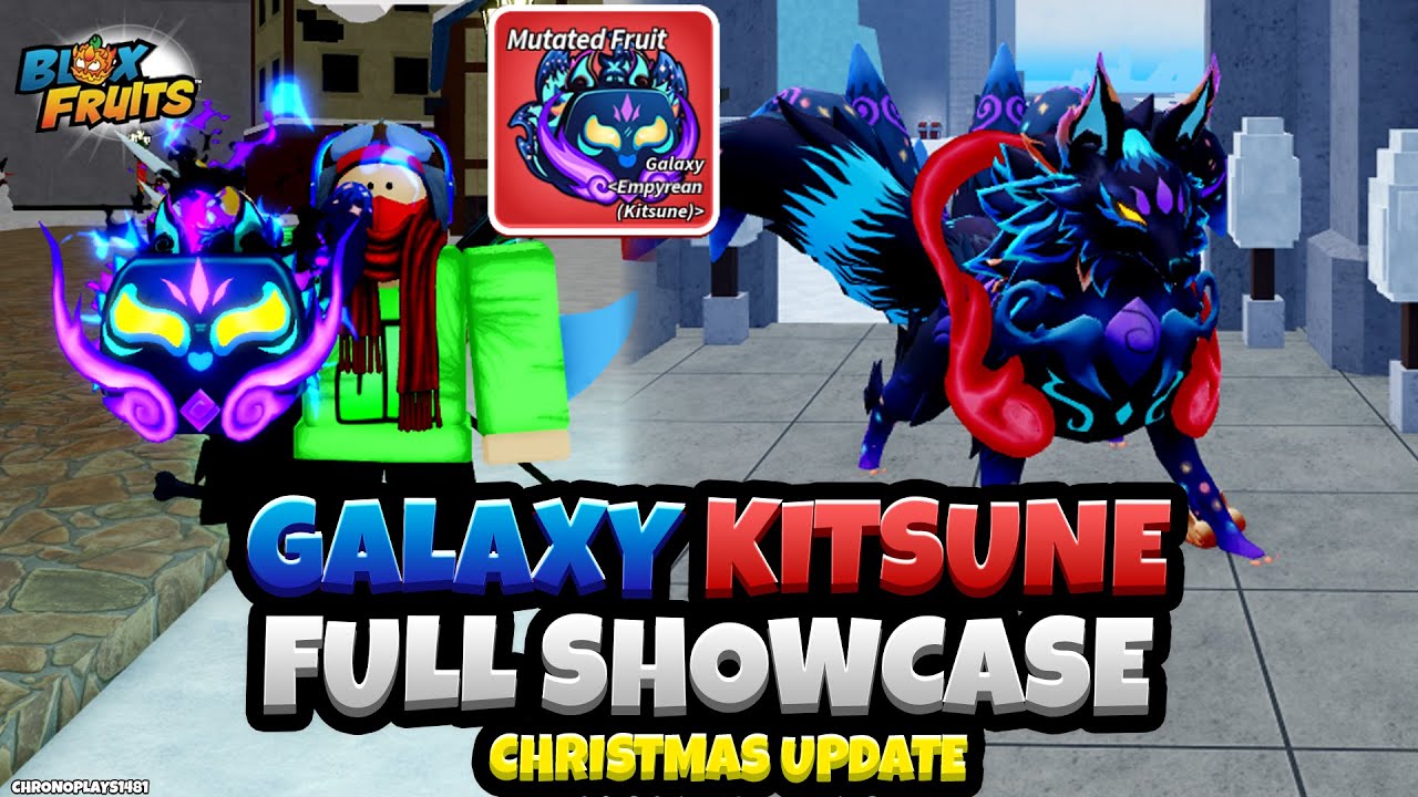 NEW Galaxy Kitsune Fruit Skin FULL SHOWCASE! | Blox Fruits Christmas Update