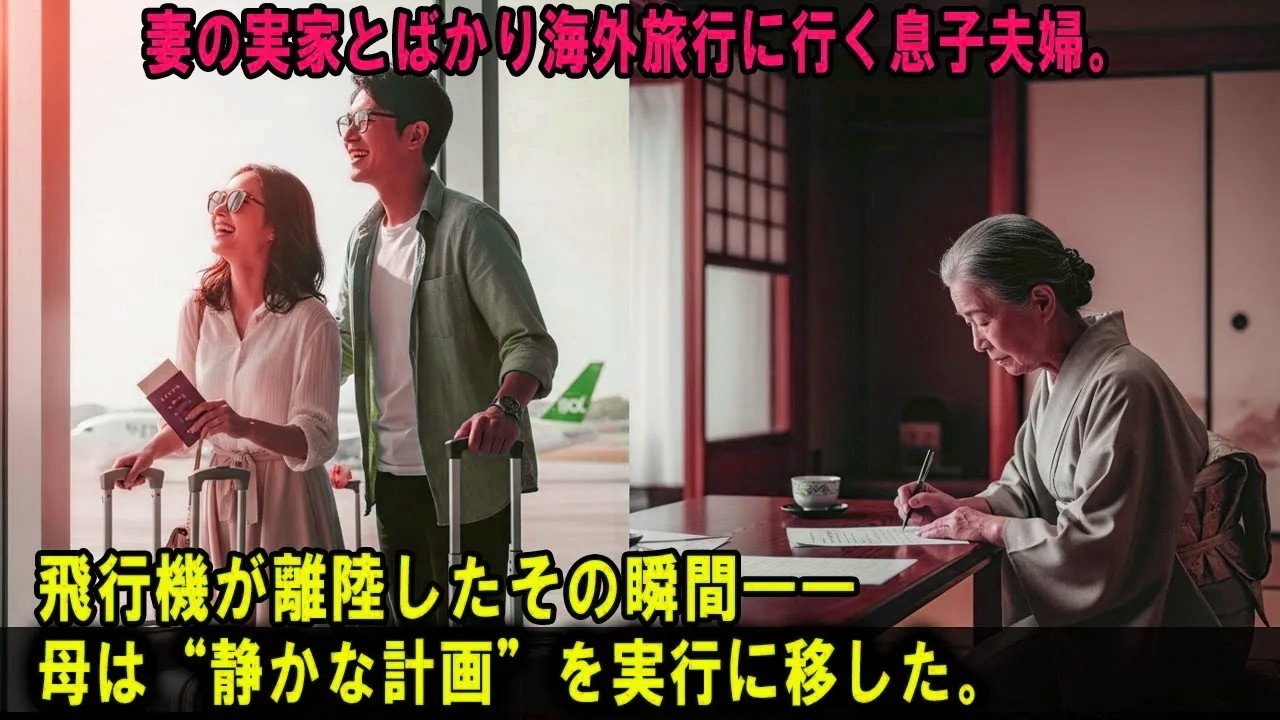 毎回、妻の実家とばかり海外旅行に行く息子夫婦。 その二人がまた旅行に出かけた直後―― 祖母は“息子の家”を売り払った。 それは、長年の我慢と涙の末に下した“静かな復讐”だった#AIストーリー