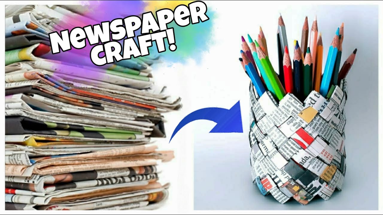 How to make a pen stand from newspaper || Newspaper recycling craft || Craft ideas from newspaper ||