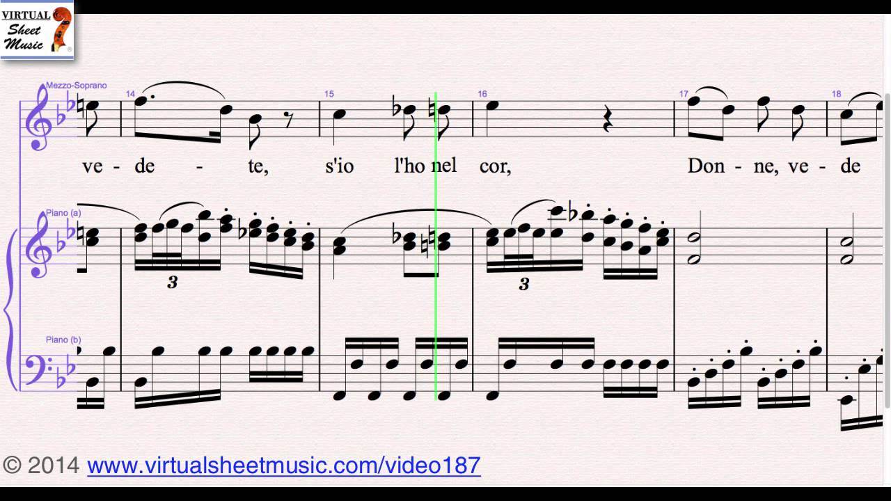 Mozart's Voi Che Sapete from from Le Nozze di Figaro for Voice and Piano, sheet music - Video Score