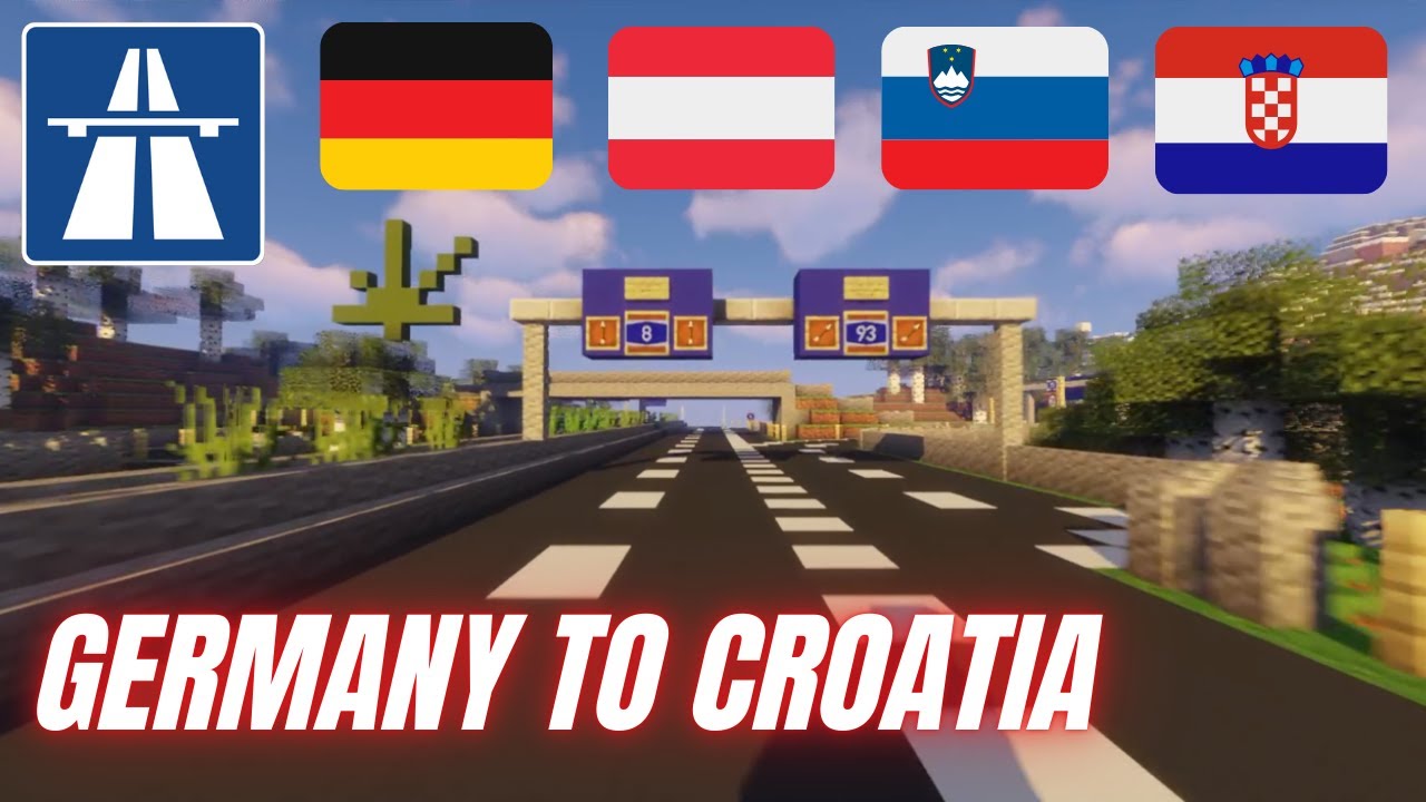 Путешествие по шоссе Minecraft: едем из ГЕРМАНИИ в ХОРВАТИЮ на летние каникулы на остров Крк/Велья!