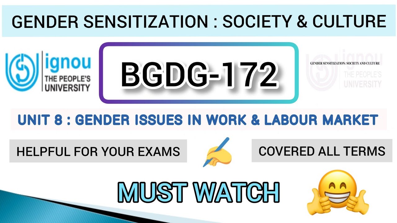 L8 : BGDG-172 | CHAPTER-8 | GENDER ISSUES IN WORK & LABOUR MARKET | IGNOU CLASSES
