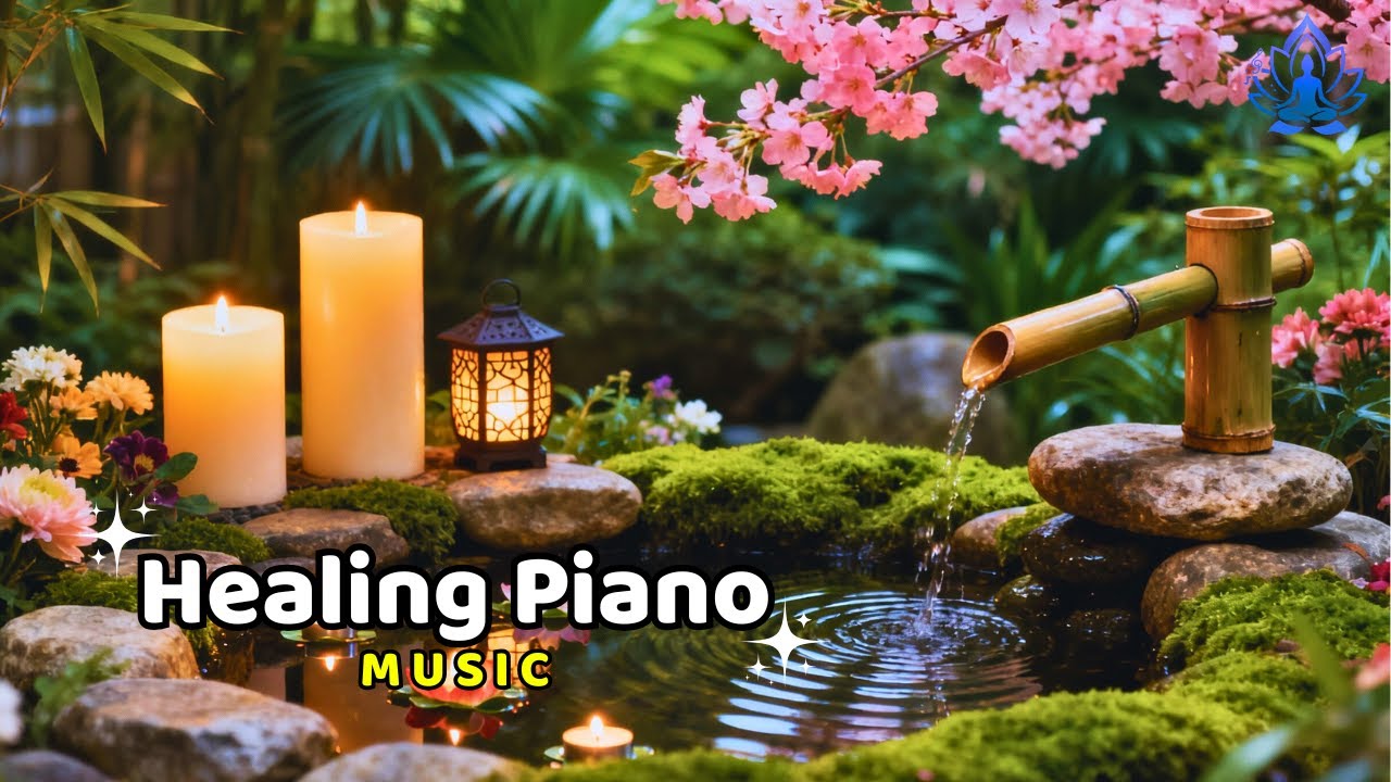 Peaceful Bamboo Water Sounds with Soft Piano Music 🌿 Calm Music for Sleep