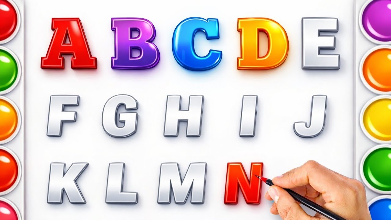 Alphabet for Kids 🎨 | A for Apple 🍎 B for Ball ⚽ | ABC Song | Alphabet Colours for Toddlers