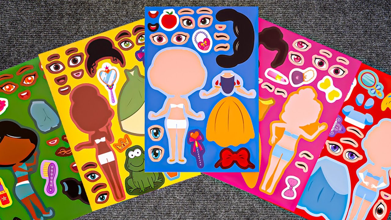 DISNEY PRINCESS Sticker Book ASMR 👑Cinderella, Elsa, Ariel, Belle Oddly Satisfying | Paper DIY ASMR