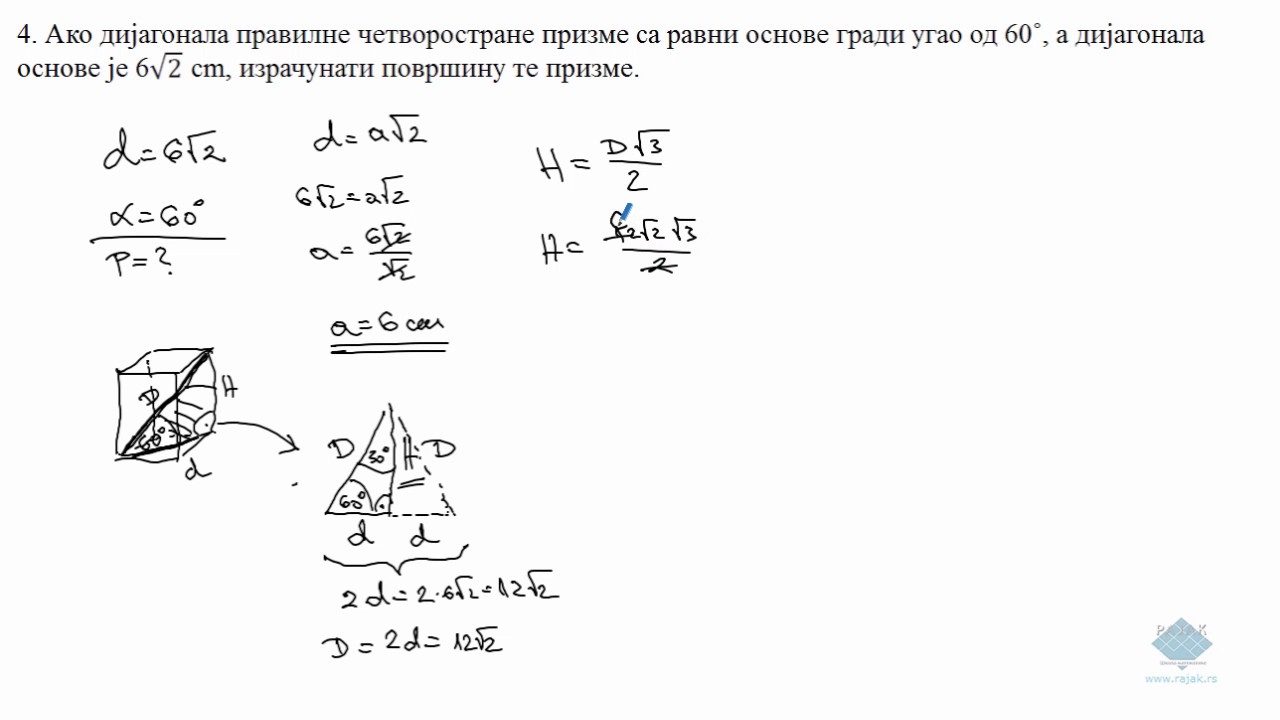 Површина четворостране призме
