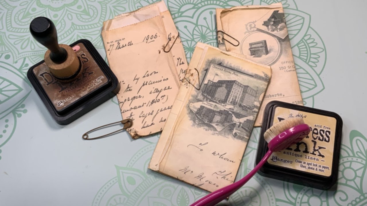 Tutorial : create Faux Antique Documents using digital - printable, aging papers, distress paper