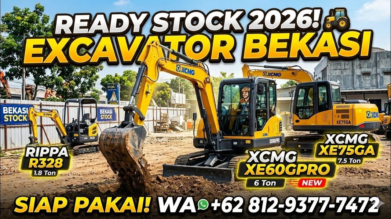 Jual Excavator 2026 Bekasi 🚜 XCMG XE60GPRO, XE75GA & Rippa R328 1.8 Ton | Ready Stock